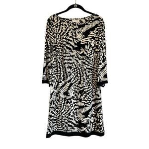 Calvin Klein Abstract Black and White Pattern Shift Dress Size 4 Art Deco
